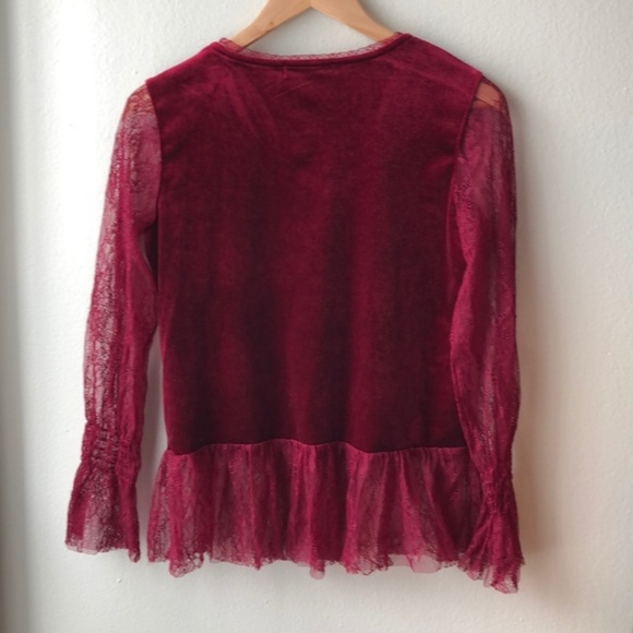 NWT RO&DE Burgundy Velvet Long Sleeve Blouse - xs - Picture 3 of 4